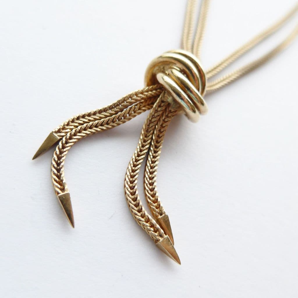 SOLD Unusual Vintage 9ct Gold Slinky Foxtail Chain Love